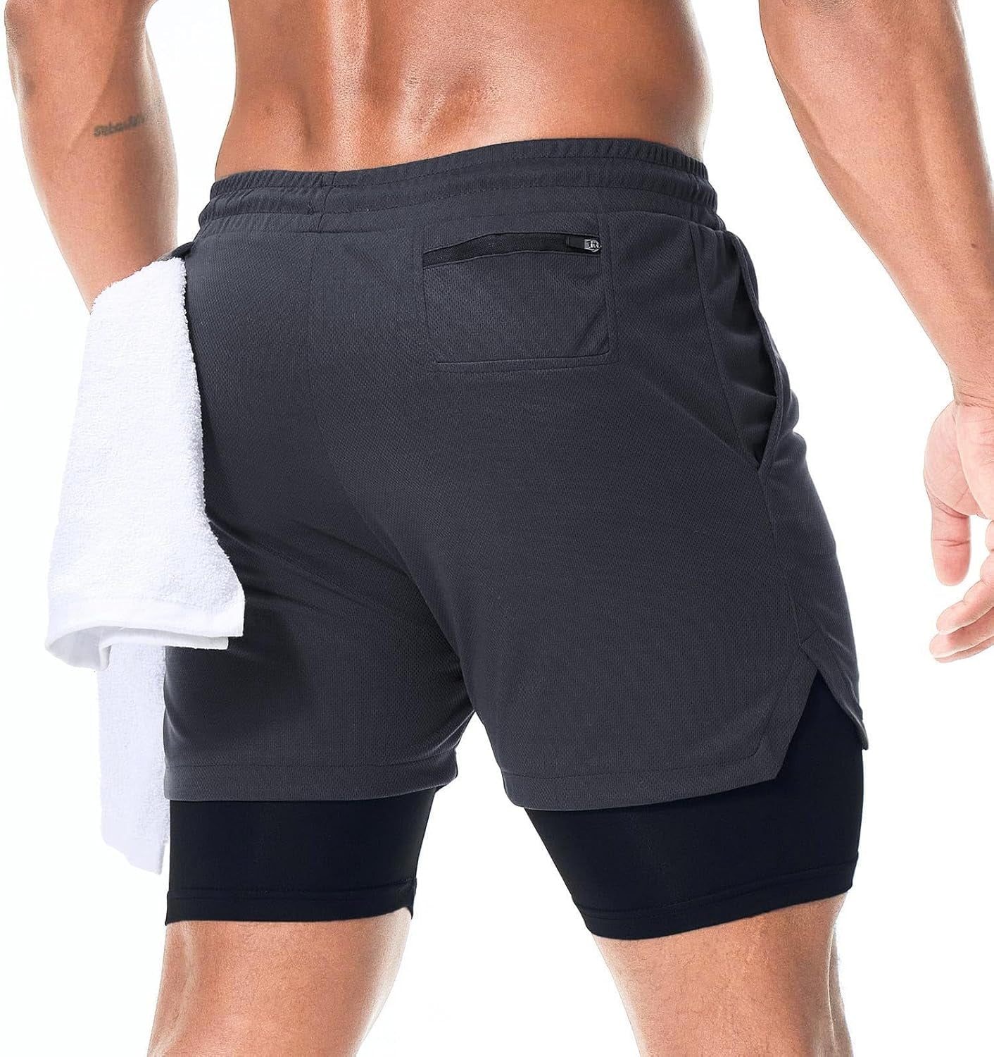 Men'S 2 in 1 Running Workout Shorts Athletic Gym 7" Shorts for Men
