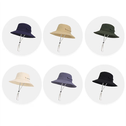 Everyday Wear Accessories for Women Outdoor Hiking Sun Hat Solid Wide Brim Bucket Hat Casual Breathable Fishing Cap