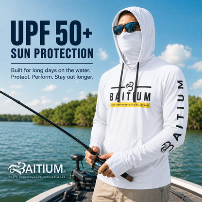 Fishing Shirts for Men,Upf50 Hooded Long Sleeve with Gaiter, Sun Protection Dry Fit Apparel, Face Mask, Fishing Clothes