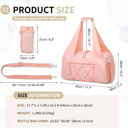 Small Gym Bag for Women with Shoe Compartment 35L, Pink
