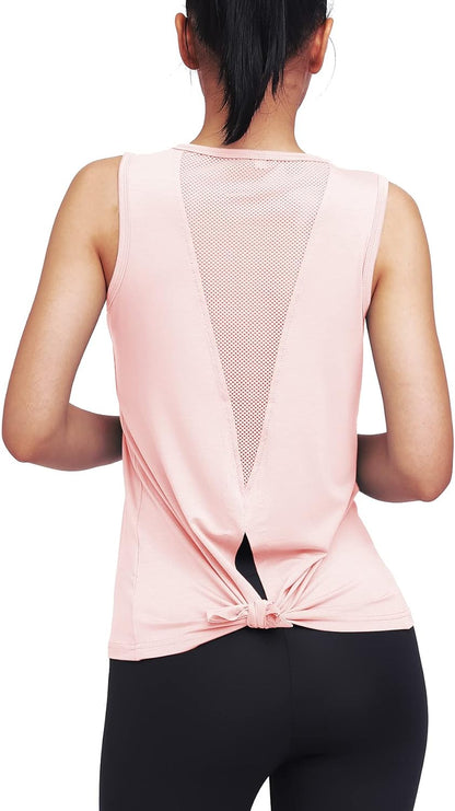 Workout Tops for Women Yoga Tank Athletic Muscle Shirts Tie Back