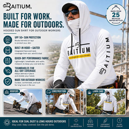 Fishing Shirts for Men,Upf50 Hooded Long Sleeve with Gaiter, Sun Protection Dry Fit Apparel, Face Mask, Fishing Clothes