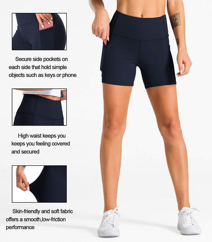 Women'S Biker Shorts with Pockets High Waisted Running Shorts