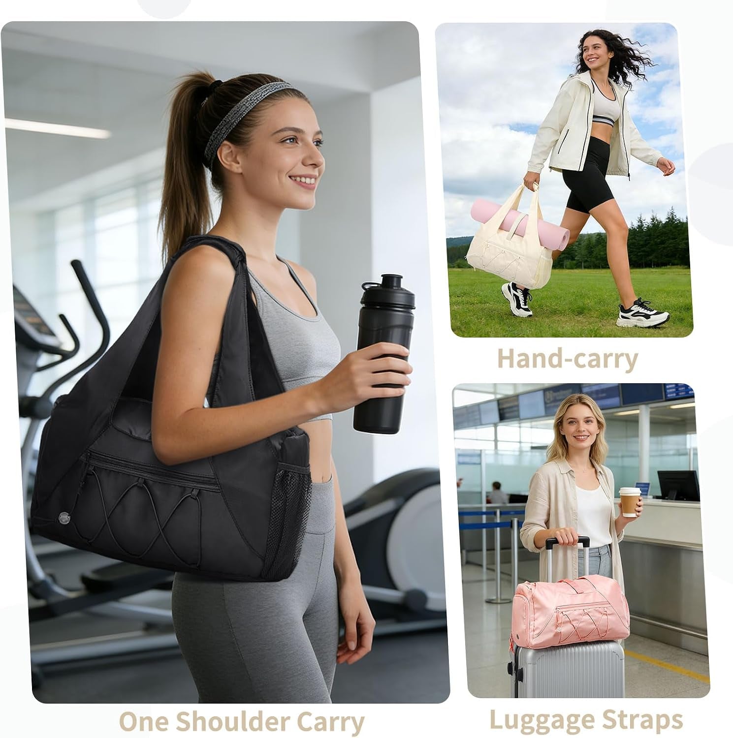 Small Gym Bag for Women with Shoe Compartment 35L, Pink