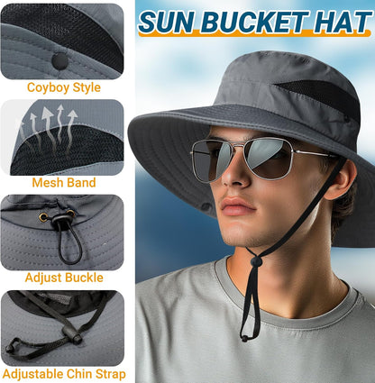 Sun Hats for Men Women Wide Brim UPF 50+ UV Protection Bucket Hat