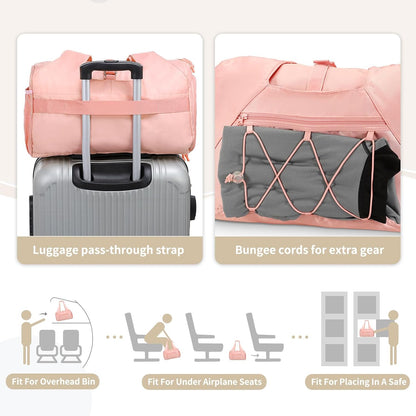 Small Gym Bag for Women with Shoe Compartment 35L, Pink