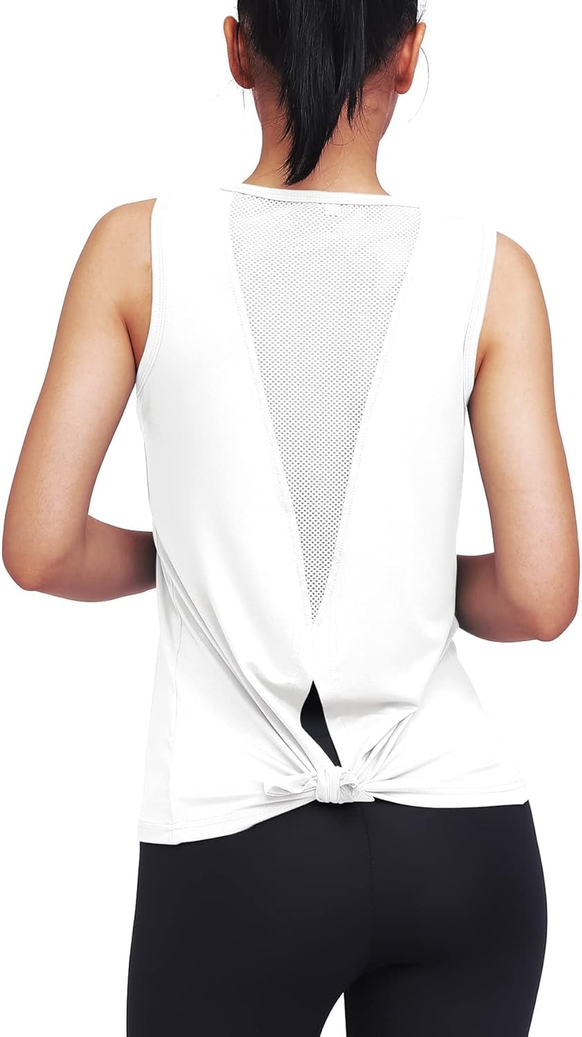 Workout Tops for Women Yoga Tank Athletic Muscle Shirts Tie Back