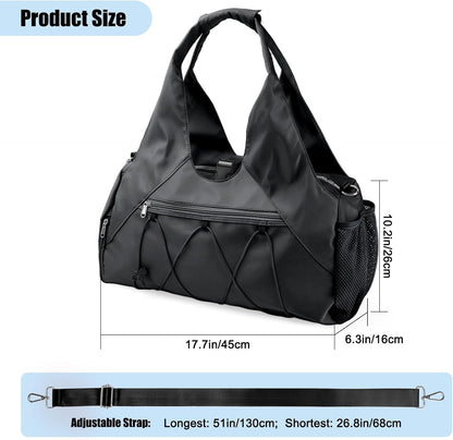 Gym Bag for Women with Yoga Mat Holder, Black