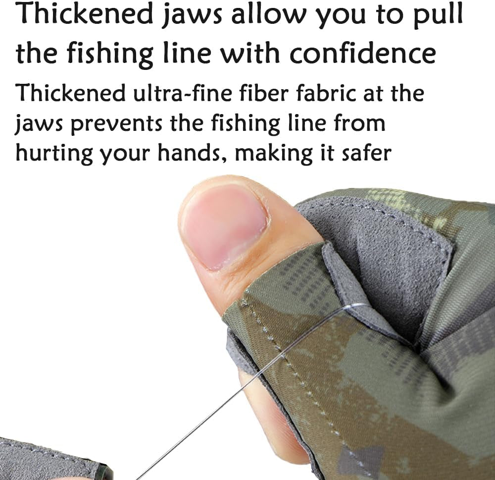 Fishing Gloves, UPF50+ Sun Gloves UV Protection Fingerless Glove Men Women, Unisex Fingerless Camo Hunting Gloves, for Fishing, Kayaking, Rowing, Paddling, Canoeing, Hunting