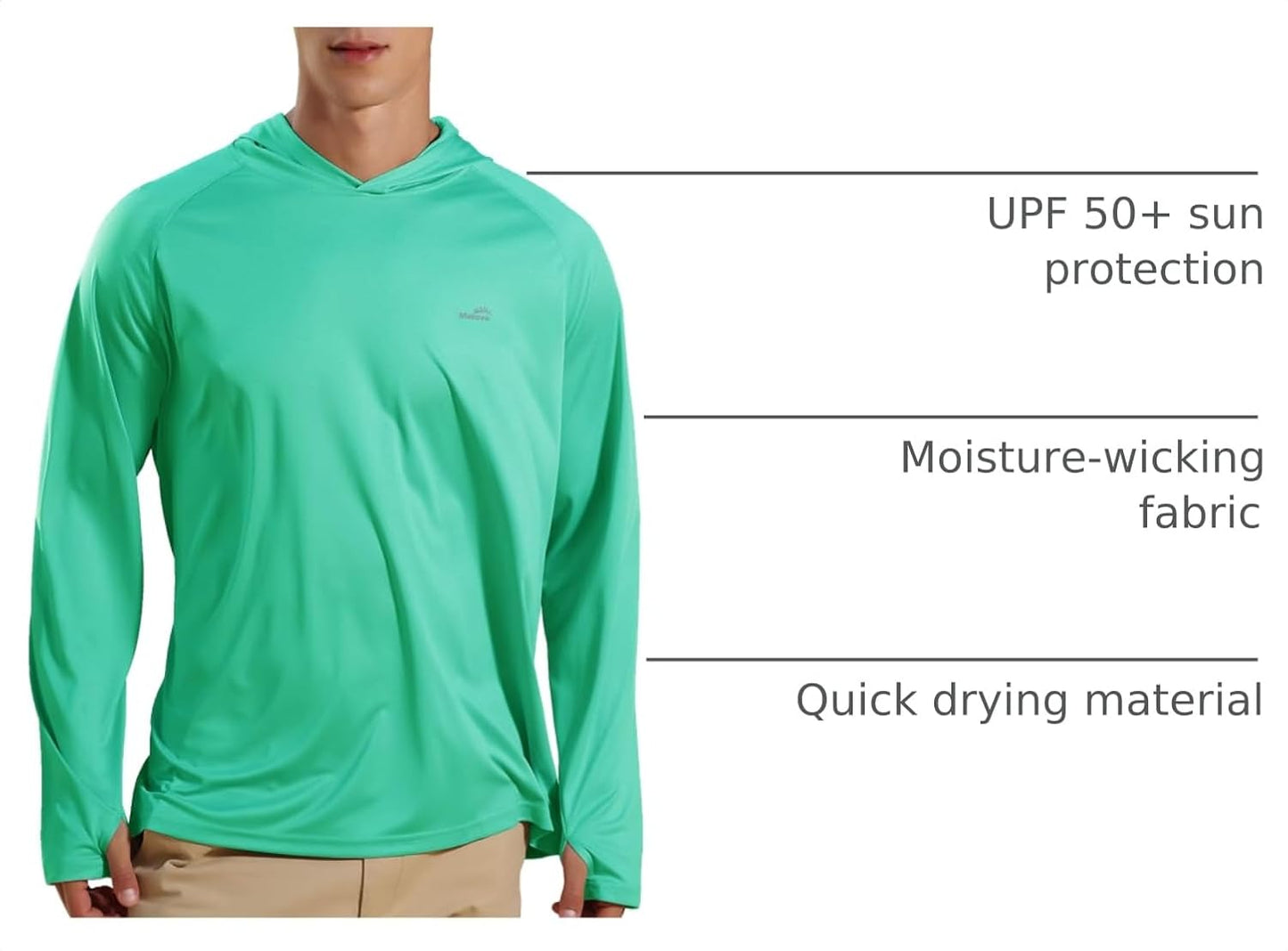 Men'S Fishing Sun Hoodie Long Sleeve UPF 50+ Rash Guard UV Shirts