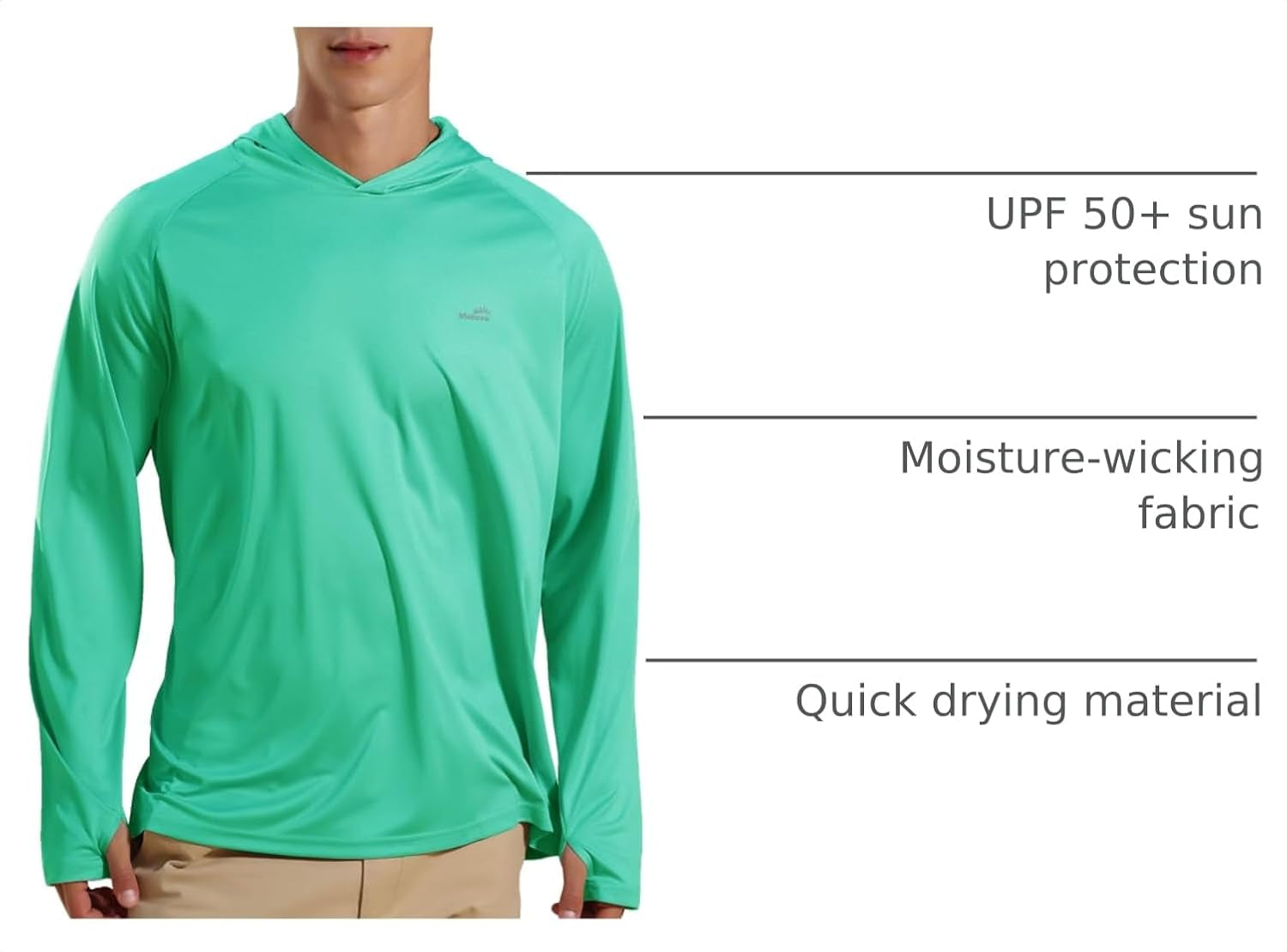 Men'S Fishing Sun Hoodie Long Sleeve UPF 50+ Rash Guard UV Shirts