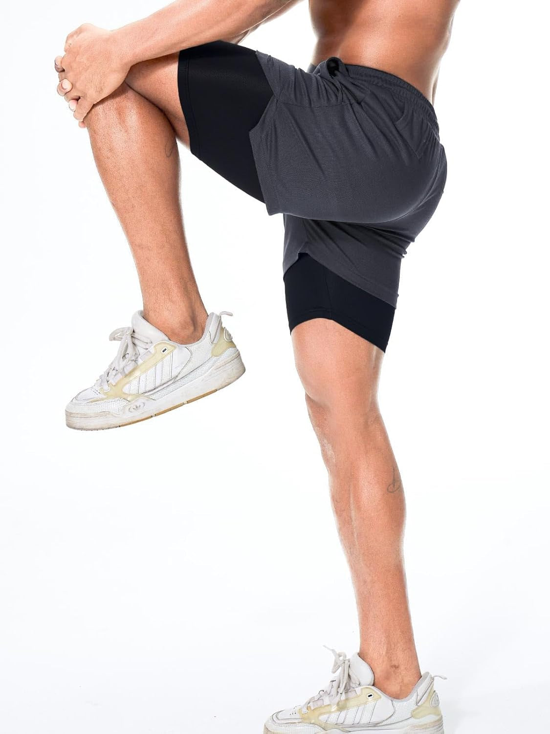 Men'S 2 in 1 Running Workout Shorts Athletic Gym 7" Shorts for Men