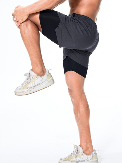 Men'S 2 in 1 Running Workout Shorts Athletic Gym 7" Shorts for Men