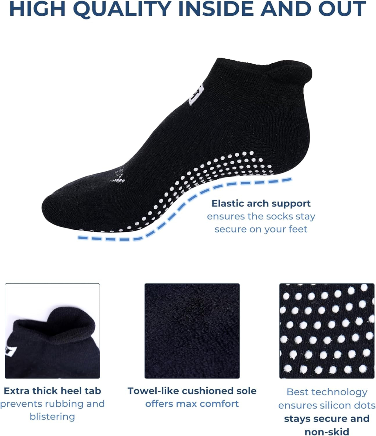 Non-Slip Socks Yoga Barre Pilates Hospital Maternity Sock W/Grips for Women Men
