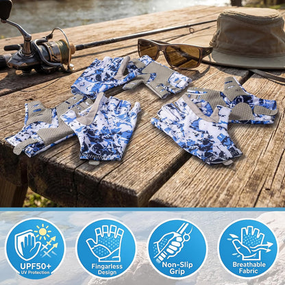3 Pairs Fishing Gloves UPF50 Sun Protection