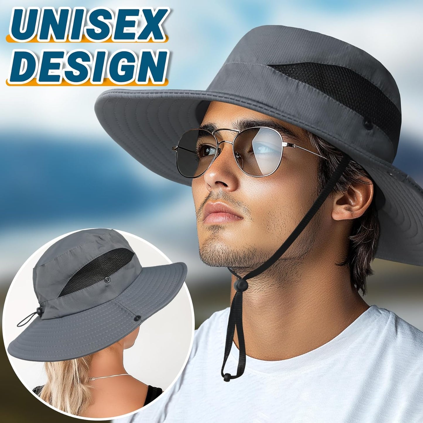 Sun Hats for Men Women Wide Brim UPF 50+ UV Protection Bucket Hat