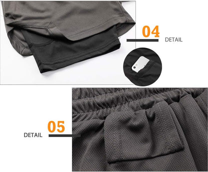 Men'S 2 in 1 Running Workout Shorts Athletic Gym 7" Shorts for Men